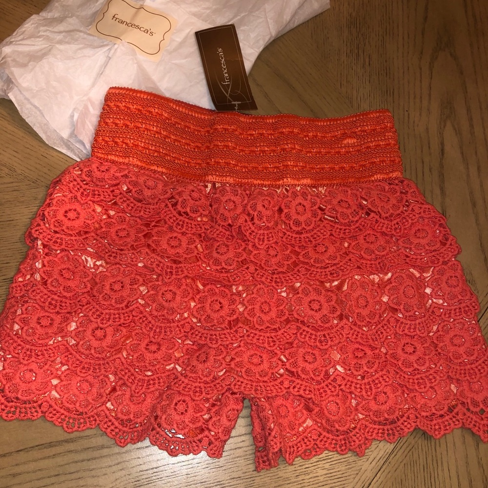 Size S/M - Coral Embroidered Shorts
